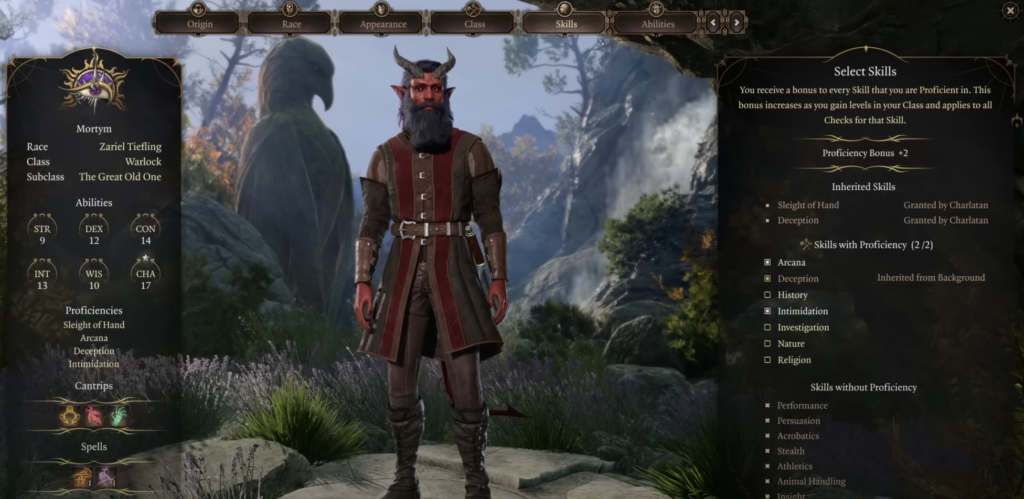 Baldur's Gate 3 - Character creation screen